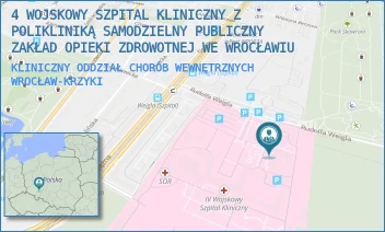 KLINICZNY ODDZIAŁ CHORÓB WEWNĘTRZNYCH - 4 WOJSKOWY SZPITAL KLINICZNY Z POLIKLINIKĄ SAMODZIELNY PUBLICZNY ZAKŁAD OPIEKI ZDROWOTNEJ WE WROCŁAWIU - UL. RUDOLFA WEIGLA 5, WROCŁAW-KRZYKI