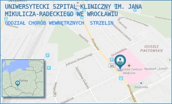 ODDZIAŁ CHORÓB WEWNĘTRZNYCH - UNIWERSYTECKI SZPITAL KLINICZNY IM. JANA MIKULICZA-RADECKIEGO WE WROCŁAWIU - UL. WROCŁAWSKA 46,  STRZELIN