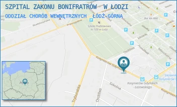 ODDZIAŁ CHORÓB WEWNĘTRZNYCH - SZPITAL ZAKONU BONIFRATRÓW  W ŁODZI - KOSYNIERÓW GDYŃSKICH 61,  ŁÓDŹ-GÓRNA