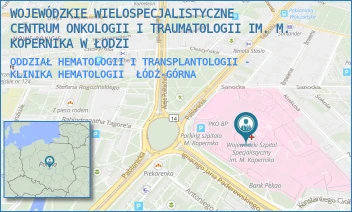 ODDZIAŁ HEMATOLOGII I TRANSPLANTOLOGII - KLINIKA HEMATOLOGII - WOJEWÓDZKIE WIELOSPECJALISTYCZNE CENTRUM ONKOLOGII I TRAUMATOLOGII IM. M. KOPERNIKA W ŁODZI - UL. PABIANICKA 62,  ŁÓDŹ-GÓRNA