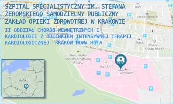 II ODDZIAŁ CHORÓB WEWNĘTRZNYCH I KARDIOLOGII Z ODCINKIEM INTENSYWNEJ TERAPII KARDIOLOGICZNEJ - SZPITAL SPECJALISTYCZNY IM. STEFANA ŻEROMSKIEGO SAMODZIELNY PUBLICZNY ZAKŁAD OPIEKI ZDROWOTNEJ W KRAKOWIE - OS. NA SKARPIE  66,  KRAKÓW-NOWA HUTA