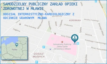 ODDZIAŁ INTERNISTYCZNO-KARDIOLOGICZNY Z ODCINKIE UDAROWYM - SAMODZIELNY PUBLICZNY ZAKŁAD OPIEKI ZDROWOTNEJ W MŁAWIE - ANNY DOBRSKIEJ 1,  MŁAWA