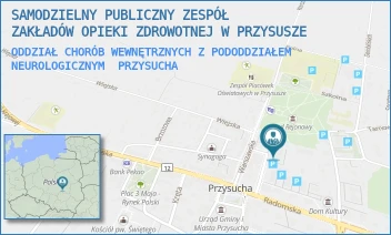 ODDZIAŁ CHORÓB WEWNĘTRZNYCH Z PODODDZIAŁEM NEUROLOGICZNYM - SAMODZIELNY PUBLICZNY ZESPÓŁ ZAKŁADÓW OPIEKI ZDROWOTNEJ W PRZYSUSZE - PARTYZANTÓW 8,  PRZYSUCHA