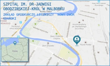 ZAKŁAD OPIEKUŃCZO LECZNICZY - SZPITAL IM. DR JADWIGI OBODZIŃSKIEJ-KRÓL W MALBORKU - UL. DWORCOWA 12,  NOWY DWÓR GDAŃSKI