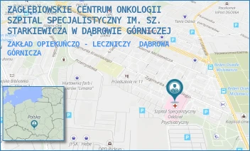 ZAKŁAD OPIEKUŃCZO - LECZNICZY - ZAGŁĘBIOWSKIE CENTRUM ONKOLOGII SZPITAL SPECJALISTYCZNY IM. SZ. STARKIEWICZA W DĄBROWIE GÓRNICZEJ - UL. ZYGMUNTA KRASIŃSKIEGO 43/.,  DĄBROWA GÓRNICZA