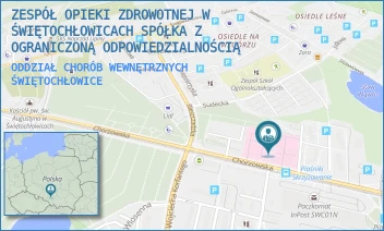 ODDZIAŁ CHORÓB WEWNĘTRZNYCH - ZESPÓŁ OPIEKI ZDROWOTNEJ W ŚWIĘTOCHŁOWICACH SPÓŁKA Z OGRANICZONĄ ODPOWIEDZIALNOŚCIĄ W RESTRUKTURYZACJI - UL. CHORZOWSKA 36,  ŚWIĘTOCHŁOWICE