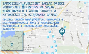 ODDZIAŁ CHORÓB WEWNĘTRZNYCH, ONKOLOGII I GASTROENTEROLOGII WRAZ Z PODODDZIAŁEM KARDIOLOGII I PODODDZIAŁEM ANGIOLOGII - SAMODZIELNY PUBLICZNY ZAKŁAD OPIEKI ZDROWOTNEJ MINISTERSTWA SPRAW WEWNĘTRZNYCH I ADMINISTRACJI W KATOWICACH IM. SIERŻANTA GRZEGO - UL. BARTOSZA GŁOWACKIEGO 10,  KATOWICE