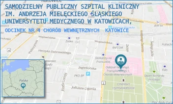 ODCINEK NR 4 CHORÓB WEWNĘTRZNYCH - SAMODZIELNY PUBLICZNY SZPITAL KLINICZNY IM. ANDRZEJA MIELĘCKIEGO ŚLĄSKIEGO UNIWERSYTETU MEDYCZNEGO W KATOWICACH, - UL. FRANCUSKA 20-24,  KATOWICE
