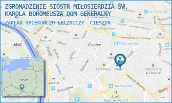 ZAKŁAD OPIEKUŃCZO-LECZNICZY - ZGROMADZENIE SIÓSTR MIŁOSIERDZIA ŚW. KAROLA BOROMEUSZA DOM GENERALNY - RYNEK GÓRNY RYNEK 6,  CIESZYN