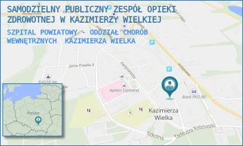 SZPITAL POWIATOWY - ODDZIAŁ CHORÓB WEWNĘTRZNYCH - SAMODZIELNY PUBLICZNY ZESPÓŁ OPIEKI ZDROWOTNEJ W KAZIMIERZY WIELKIEJ - PARTYZANTÓW 12,  KAZIMIERZA WIELKA