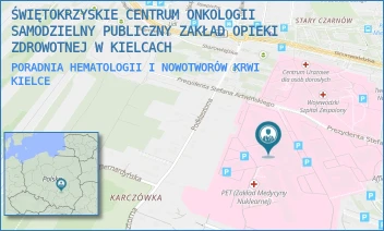 PORADNIA HEMATOLOGII I NOWOTWORÓW KRWI - ŚWIĘTOKRZYSKIE CENTRUM ONKOLOGII SAMODZIELNY PUBLICZNY ZAKŁAD OPIEKI ZDROWOTNEJ W KIELCACH - ARTWIŃSKIEGO 3,  KIELCE