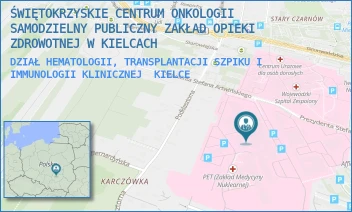 DZIAŁ HEMATOLOGII, TRANSPLANTACJI SZPIKU I IMMUNOLOGII KLINICZNEJ - ŚWIĘTOKRZYSKIE CENTRUM ONKOLOGII SAMODZIELNY PUBLICZNY ZAKŁAD OPIEKI ZDROWOTNEJ W KIELCACH - ARTWIŃSKIEGO 3,  KIELCE