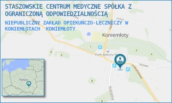 NIEPUBLICZNY ZAKŁAD OPIEKUŃCZO-LECZNICZY W KONIEMŁOTACH - STASZOWSKIE CENTRUM MEDYCZNE SPÓŁKA Z OGRANICZONĄ ODPOWIEDZIALNOŚCIĄ - PL. KS. ROMANA KOTLARZA 9,  KONIEMŁOTY