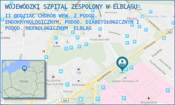 II ODDZIAŁ CHORÓB WEW. Z PODOD. ENDOKRYNOLOGICZNYM, PODOD. DIABETOLOGICZNYM I PODOD. NEFROLOGICZNYM - WOJEWÓDZKI SZPITAL ZESPOLONY W ELBLĄGU - KRÓLEWIECKA 146,  ELBLĄG