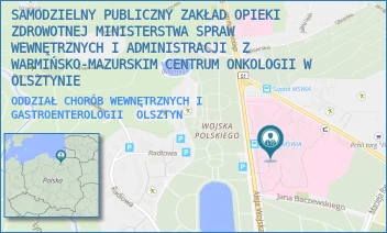 ODDZIAŁ CHORÓB WEWNĘTRZNYCH I GASTROENTEROLOGII - SZPITAL KLINICZNY MINISTERSTWA SPRAW WEWNĘTRZNYCH I ADMINISTRACJI Z WARMIŃSKO-MAZURSKIM CENTRUM ONKOLOGII W OLSZTYNIE - WOJSKA POLSKIEGO 37,  OLSZTYN