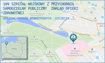 ODDZIAŁ CHORÓB WEWNĘTRZNYCH - 109 SZPITAL WOJSKOWY Z PRZYCHODNIĄ SAMODZIELNY PUBLICZNY  ZAKŁAD OPIEKI ZDROWOTNEJ - PIOTRA SKARGI 9-11,  SZCZECIN